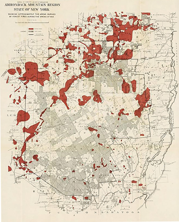 Map of the 1903 Adirondack fires. Herman Suter. Forest Fires in the Adirondacks, 1904. Map of the 1903 Adirondack fires. Herman Suter. Forest Fires in the Adirondacks, 1904.