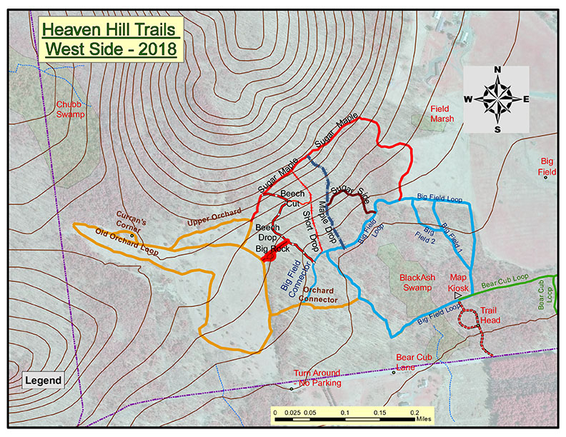 Adirondack Nature Trails: Heaven Hill West Trail Map. Map provided by Henry II and Mildred A. Uihlein Foundation, 302 Bear Cub Lane, Lake Placid, NY 12946. Used by permission. Click for a printable, page-sized image, opening in a new window. Adirondack Nature Trails: Heaven Hill West Trail Map. Map provided by Henry II and Mildred A. Uihlein Foundation, 302 Bear Cub Lane, Lake Placid, NY 12946. Used by permission.