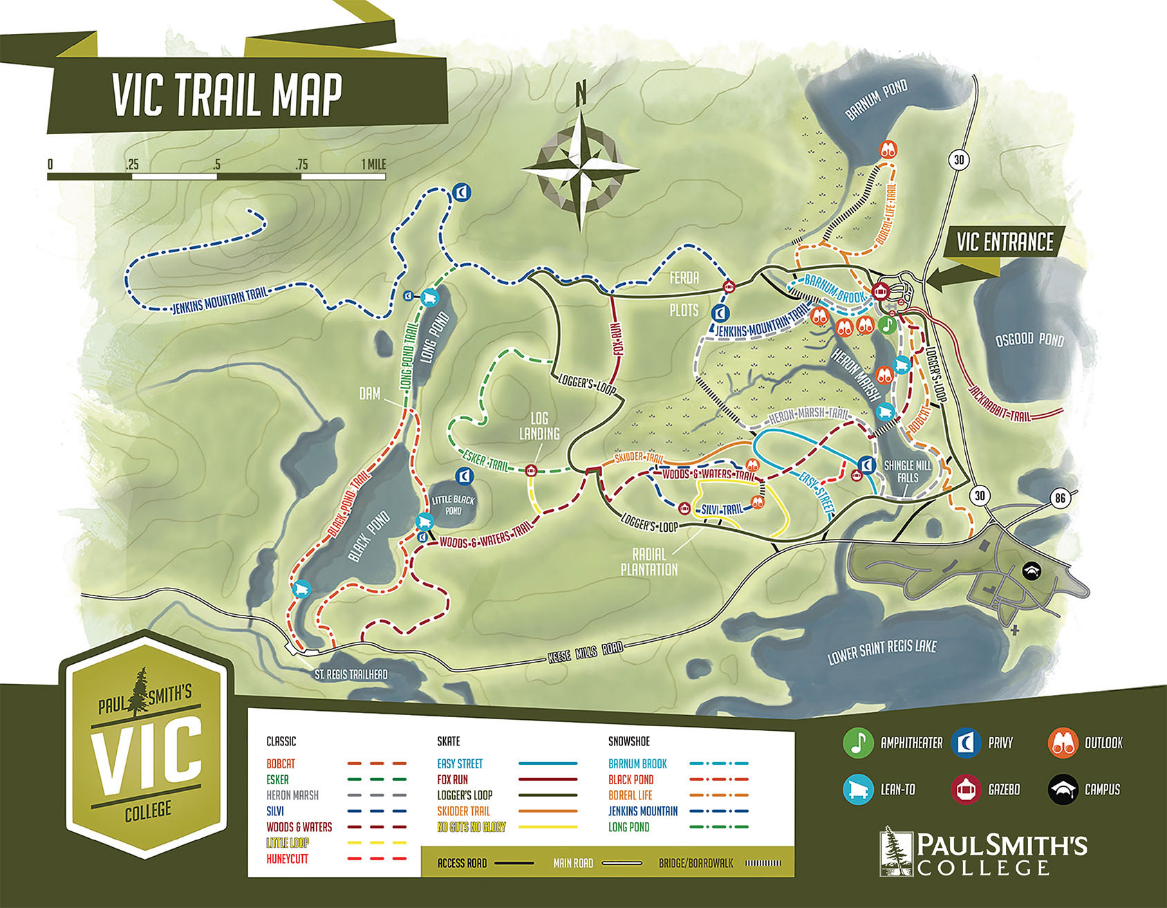 Adirondack Nature Trails: Paul Smith's College VIC Trail Map Adirondack Nature Trails: Paul Smith's College VIC Trail Map